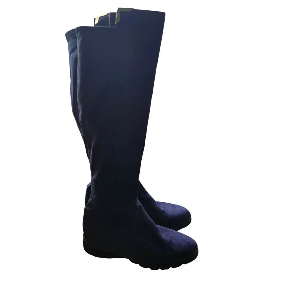 Marc Fisher Blue Faux Suede Stretch Back Over The Knee Boots Size 7.5